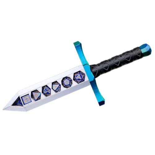 3D BEST-Q Dice Sword Holder (Dragon-Patterned 7PCS D20 Dice Set Included), Custom Polyhedral Dice Storage for Tabletop RPG - Dungeons and Dragons - DND - D&D (Blue&Green) - color: Blue&green