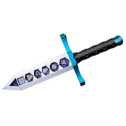 3D BEST-Q Dice Sword Holder (Dragon-Patterned 7PCS D20 Dice Set Included), Custom Polyhedral Dice Storage for Tabletop RPG - Dungeons and Dragons - DND - D&D (Blue&Green) - color: Blue&green