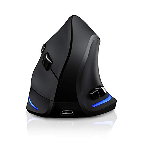 TRELC Ergonomic Mouse, 2.4G Wireless Vertical Optical Mouse with Adjustable Sensitivity (1000/1600/2400 DPI), 6 Buttons for PC, Desktop, Laptop, Notebook (Black) - color: 2.4GHz