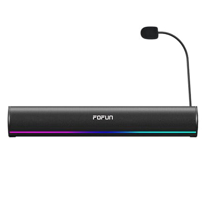 Computer Sound Bar with Detachable ENC Microphone, Enhanced Bass Gaming Soundbar, Bluetooth 6.0, USB-A Plug and Play, PC and Bluetooth Mode, 3EQ, 10 RGB Speaker for Gaming, Music,Meeting