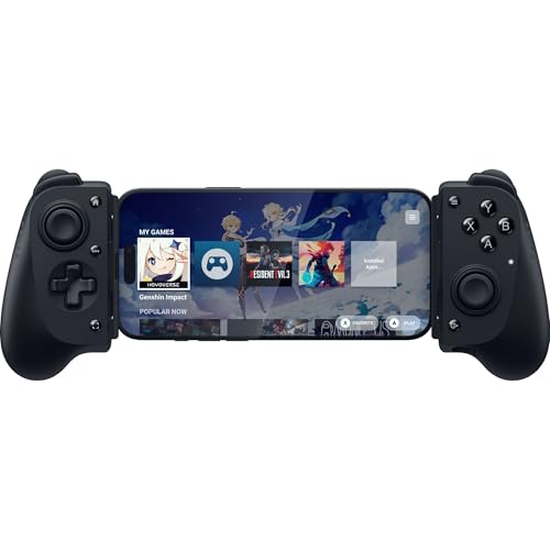 Razer Kishi V3 Gaming Controller for iPhone 15, 16, 17 Series & Android: Full Sized TMR Thumbsticks - Dual Back Buttons - Fits Most Phone Cases - PC Remote Play - USB-C Gamepad Connection - Black - color: Black
