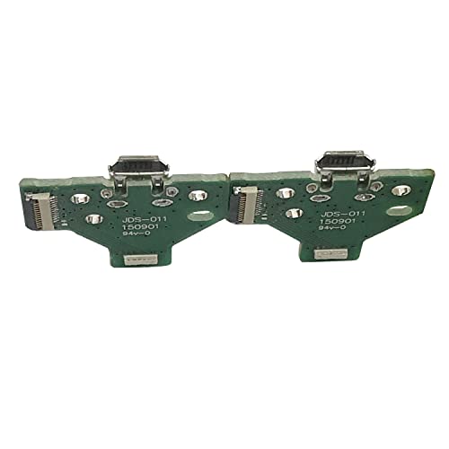 FainWan 2pcs J-D-S-011 Replacement Charging Port Assembly 12 Pin for PS4 DualShock 4, Micro USB Adaptor Charger Socket Board Connector Module for PlayStation DS4 Controller, Flex Cable
