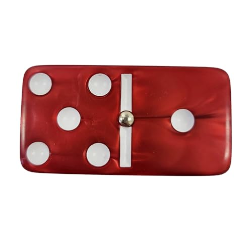 Marion Domino Double Six Red Marbleized Jumbo Tournament Professional Size with Spinners in Dovetail Sheesham Wood Box - color: Red Marbleized