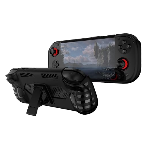 JYGamhanbil Protective Grip Case for Ayn Odin 3 6 inch Portable Console | TPU Cover Back Shell Skin Accessories with Ergonomic Grip & Kickstand for Ayn Odin 3 Gaming Handheld (Black) - color: Black