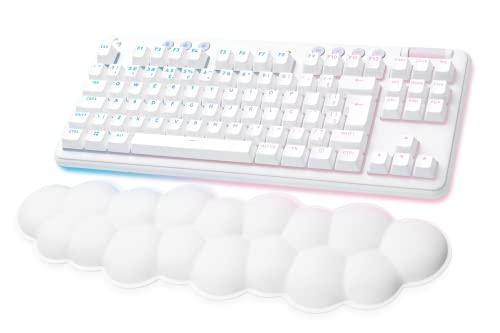 Logitech G715 Wireless Mechanical Gaming Keyboard - White Mist | LIGHTSYNC RGB, Lightspeed wireless, mechanical linear switches, keyboard palm rest, PC/Mac compatible - size: Wireless, style: Linear