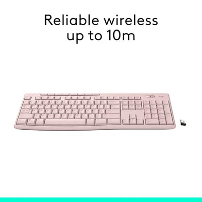 Logitech K270 Full Size Wireless Keyboard for Windows - Rose | Full-size keyboard with number pad, 8 multimedia keys, includes USB-A receiver, 2-year battery, compatible with PC, laptop - color: Rose, size: 1 Pack, style: Keyboard