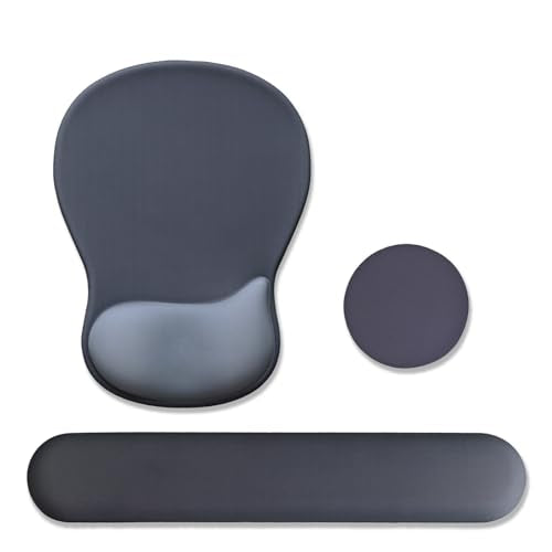 Ergonomic Mouse Pad with Wrist Rest and Keyboard Wrist Rest, Onyx Black | Wrist Rest for Computer Keyboard with Non-Slip PU Base, Pain Relief, Gel Mousepad with Wrist Support for Home & Gaming - color: Onyx Black
