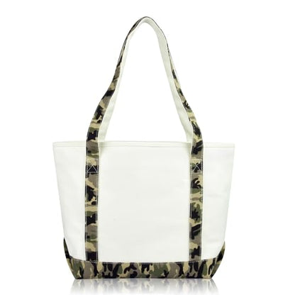 DALIX Daily Shoulder Tote Bag Premium Cotton in Green Camouflage - color: Green Camouflage
