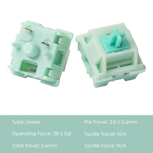 Akko Botany Keyboard Switch for Mechanical Gaming Keyboard, 5-Pin 38gf Linear Pre-Lubed Switches (45pcs) - color: Botany