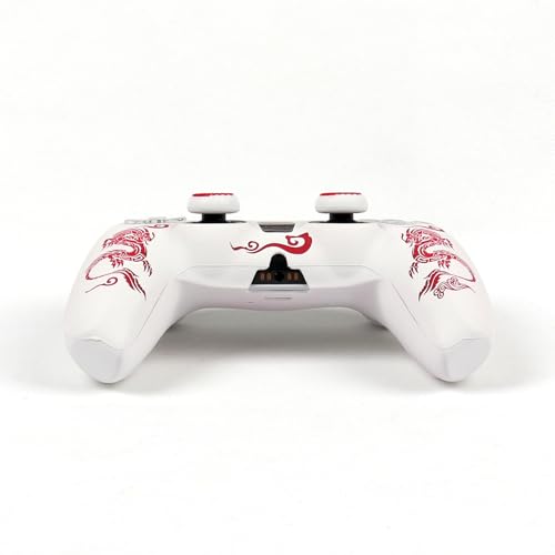 RALAN Dragon Controller Skin Silicone for PS5, Non-Slip Grip Cover Protector Compatible with PlayStation 5 Controllers with 2 Thumb Grip Caps - color: white Red thick dragon