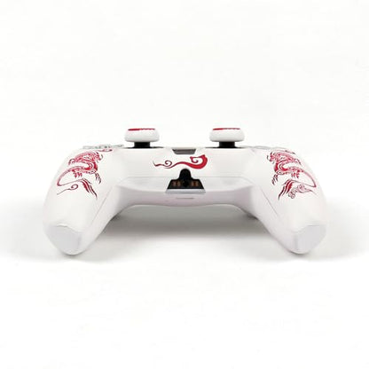 RALAN Dragon Controller Skin Silicone for PS5, Non-Slip Grip Cover Protector Compatible with PlayStation 5 Controllers with 2 Thumb Grip Caps - color: white Red thick dragon