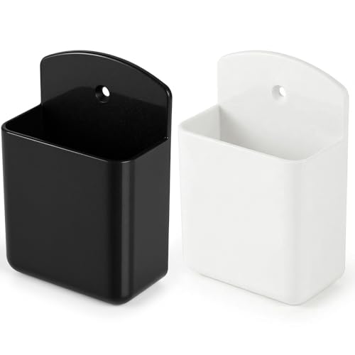 2 PCS Remote Control Holder Wall Mount, TV Remote Control Holder, Self Adhesive Pen Holder Organizers and Accessories for Home Office School (2, White+Black) - color: Set of 2-1 White+1 Black