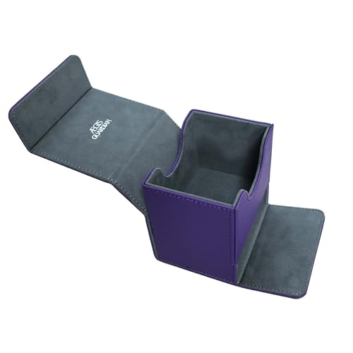 AEGIS GUARDIAN Card Deck Box with Dice Tray for MTG Cards, Commander Deck Box fit 150+ Sleeved Cards, PU Leather Card Storage Box Strong Magnet Deck Game Case for TCG CCG, Purple and Gray - color: 11-2