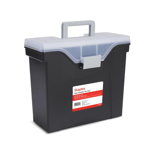 STAPLES Slim Portable File Tote, Letter Size, Black, 2/Pack - color: Black, size: 2 Pack, style: Portable (Slim)