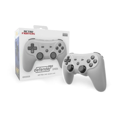 Retro Fighters Defender Pro Wireless Controller for PS1, PS2, PS3, Switch, & PC | 2.4GHz & Bluetooth (Classic Gray) - color: Classic Gray