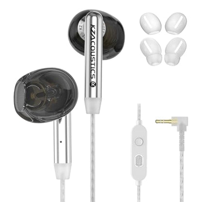 KZ Duet Wired Earbuds with Mic, Dual Driver in Ear Earphone with 3.5mm Jack | Noise Isolating, Low Profile HiFi Headphone, Clear Full-Range Audio Call and Track Control, Convenient for Travel, Black - color: Mic, style: Black