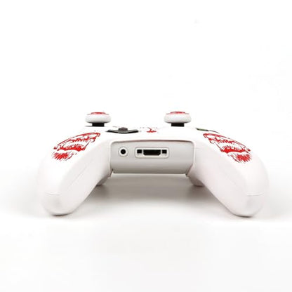Skull Controller Skin Cover Compatible with Xbox one Controller, RALAN Protector Case, Customised Thumb Grips Caps - color: skull White Red