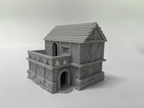 Paintable Tabletop Miniature Little Town Building Terrains - 18mm Scale Dioramas Building Set Scenery with Medieval Architecture Style by HAUTICO (HVillageHouses4-1)