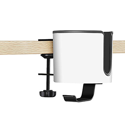 GUNKING Luxury 2-in-1 Anti-Spill Cup Holder with Under Desk Headphone Hanger (White) - color: WHITE