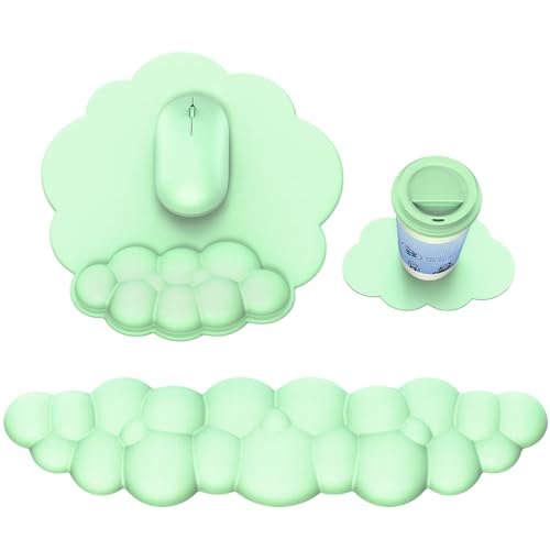 MOKURU Cloud Mouse Pad with Wrist Rest, Cloud Keyboard Wrist Rest, Mouse Pad Wrist Support, Ergonomic Keyboard Mouse Wrist Support (Green) - color: Green1