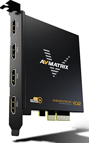 1080p60 4-PCI-E Capture Card | Live Stream and Record, Ultra-Low Latency, PS5, PS4 Pro, Xbox Series X/S, Xbox One X, OBS, Twitch, YouTube, Nintendo Switch - color: PCIE-4CH HDMI