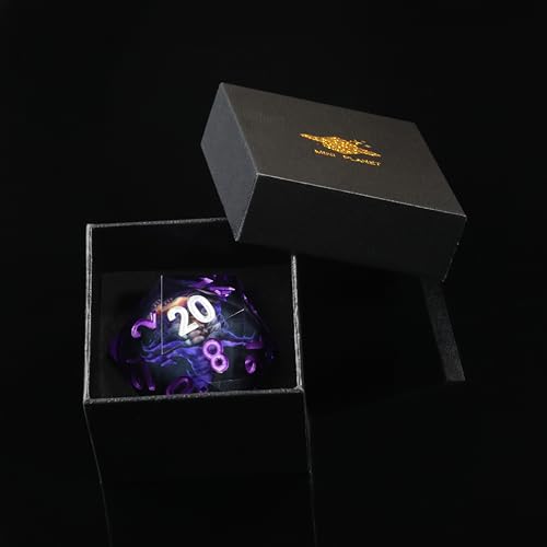 Mini Planet DND Sharp Edge Giant 50mm Dungeons and Dragons Chonk D20 Liquid Core Polyhedral RPG MTG Table Games Dice - color: Wise Witch E16