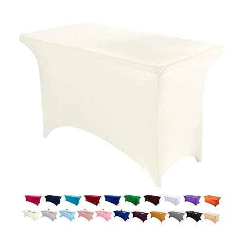 Peomeise 4FT Spandex Table Cover Rectangular Stretch Spandex Tablecloth (Ivory,4FT) - color: Ivory, size: 48" x 30" (Rectangle)