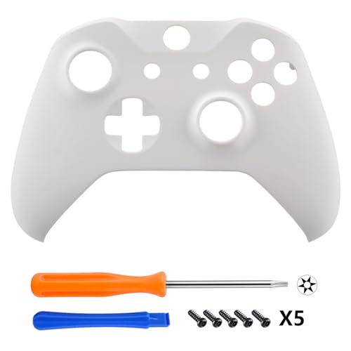 eXtremeRate Replacement Front Housing Shell for Xbox One S/X Controller, White Custom Kit Faceplate Cover Case for Xbox Wireless Controller (Model 1708) - color: White