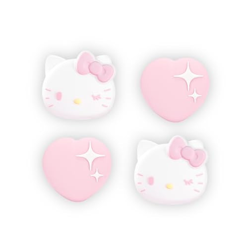 Kuitmor Thumb Grip Caps Compatible with Nintendo Switch 2, Silicone Joystick Grip Caps for Switch 2025, 4pcs, Cute Cat Style, White & Pink - color: Hello Kitty(White & Pink)