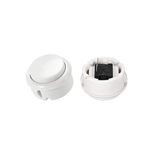 uxcell 30mm Mounting Hole Momentary Game Push Button Switch for Arcade Video Games White 6pcs - color: White