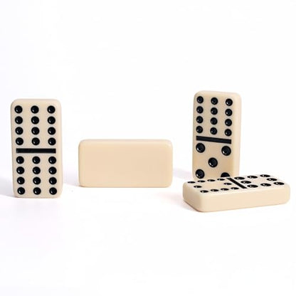 WE Games Double Twelve Dominoes Set - 91 Dominoes in Retro Travel Case - Ideal for Family Games - Perfect for Game Night
