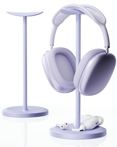 Headphone Stand, Desktop Headset Holder, Purple | Earphone Stand, Gaming Headphone Hanger, Enlarged Headrest Heavy Base, Office Desk Accessories for All Headphones Size - color: Purple