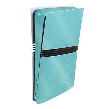 Glossy Glitter Gaming Skin Compatible with Sony PlayStation 5 PS5 Pro Console - Solid Turquoise - Premium 3M Vinyl Protective Wrap Decal Cover - Easy to Apply | Crafted in The USA by MightySkins