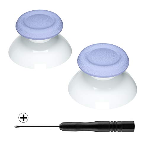 eXtremeRate Light Vight & White Dual-Color Replacement 3D Joystick Thumbsticks for PS5 Controller, Analog Thumb Sticks with Screwdriver for PS4 Slim Pro Controller - color: Light Violet White