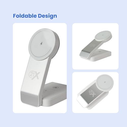 3-in-1 Wireless Charging Station for Apple Devices – Magnetic Foldable Fast Charger for iPhone, Apple Watch & AirPods with Stand – Travel-Friendly Multiple Device Charging Dock