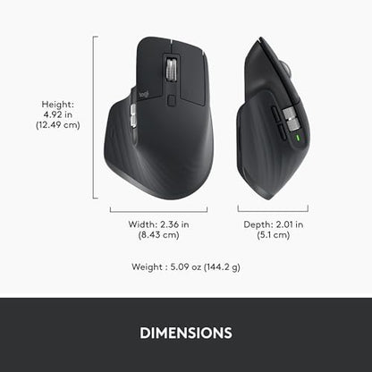 Logitech MX Master 3S Wireless Mouse Standard Edition Logi Bolt - Graphite | Logi Bolt USB Receiver, Ultra-Fast Scrolling, Ergo, Track on Glass, Quiet Clicks, USB-C, Bluetooth, Windows, Linux, Chrome