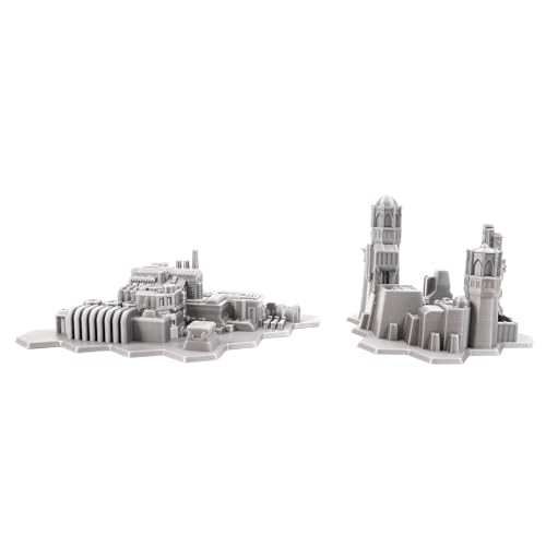 Tabletop Terrain 6mm Sci-Fi Cityscape Bundle 2 with Hexes for Miniatures Games Such as Epic Battletech Adeptus Titanicus (Bundle 2 with Hexes) - size: Bundle 2 with Hexes