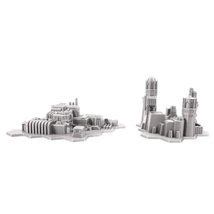 Tabletop Terrain 6mm Sci-Fi Cityscape Bundle 2 with Hexes for Miniatures Games Such as Epic Battletech Adeptus Titanicus (Bundle 2 with Hexes) - size: Bundle 2 with Hexes