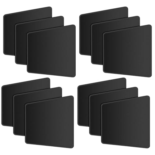 SaiTech IT 12 Pack Waterproof Mouse Pad, 8.66x7.1 inch, Black | Stitched edges, non-slip rubber base.Ideal for computers, laptops, office, and home use - color: Black-12 Pack