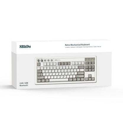 8Bitdo 87 Keys Retro Mechanical Keyboard Bluetooth/2.4G/USB-C, Hot Swappable, Dual Super Programmable Buttons, Volume knob for Windows and Android - M Edition - color: M Edition