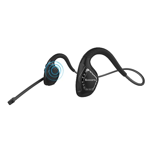 BANIGIPA Bluetooth Headset with Microphone, Open Ear Headphones with Mic | Wireless Headset w/ Noise Cancelling Mic for Phone PC Computer, Light & Comfortable for Office Meeting Home Working-10 Hrs