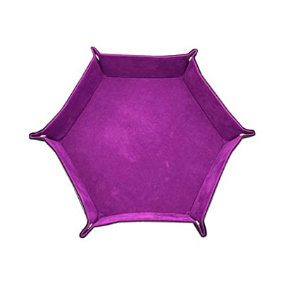 Vaguelly Hexagon Dice Tray Foldable PU Velvet Dice Storage Box for Board Games Lid for Gamers