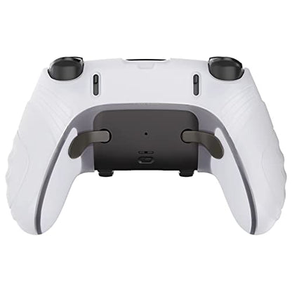 PlayVital Guardian Edition Anti-Slip Ergonomic Silicone Cover Case for ps5 Edge Controller, Soft Rubber Protector Skin for ps5 Edge Wireless Controller with Thumb Grip Caps - Clear White - color: Clear White