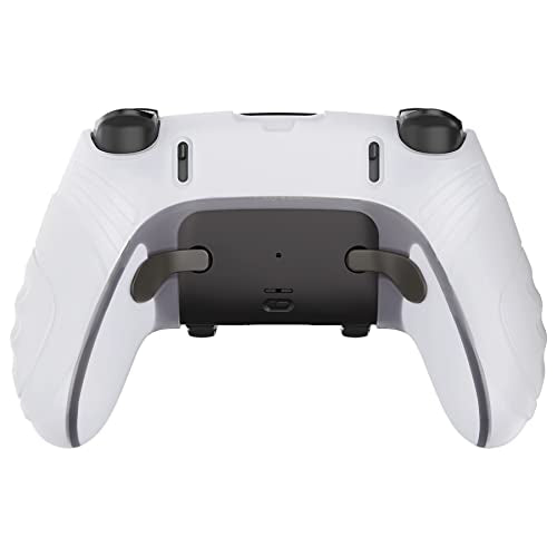 PlayVital Guardian Edition Anti-Slip Ergonomic Silicone Cover Case for ps5 Edge Controller, Soft Rubber Protector Skin for ps5 Edge Wireless Controller with Thumb Grip Caps - Clear White - color: Clear White