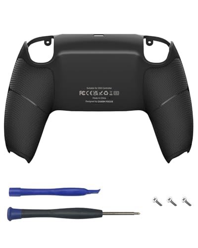 CHARM FOCUS Back Shell Grip Cover Compatible with PS5 Controller, Soft Rubber Overmold and Anti-Slip Diamond Texture, Seamless-Fit Replacement for PS5 Controller Shell, Black - color: Black