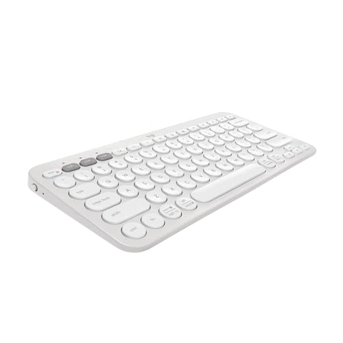 Logitech Pebble Keys 2 K380s, Multi-Device Bluetooth Wireless Keyboard with Customizable Shortcuts, Slim and Portable, Easy-Switch for Windows, macOS, iPadOS, Android, Chrome OS - Tonal White - color: White