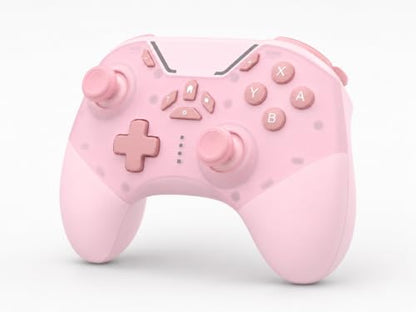 aghi Hall Effect Wireless Gaming Controller with Phone Clip | for iPhone/Android/PC/Steam/TV/Switch/Switch 2 with Hall Joysticks, Lock Speed, Macro, 6-Axis Gyro, Vibration, Turbo, Pink - color: Light Pink