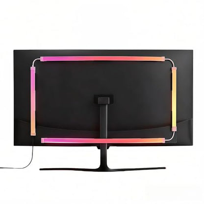 RGB Monitor Backlight with Screen Sync for 32 Inch Screens, Dual USB Powered LED Ambient Lighting Kit, Music Rhythm & Dynamic Modes, Immersive Bias Lighting for Home Office Gaming (4 Sides - 32 inch) - size: 4 Sides - 32 inch