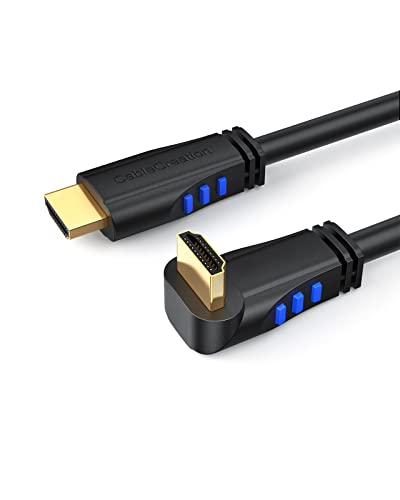 CableCreation 4K HDMI Cable 6ft Down Angle 90 Degree Right Angle, Support 4K@60Hz Ultra HD 3D Video, Male to Male Black HDMI Cable for TV, PC, Gaming and More - size: 6FT, style: Down Angle