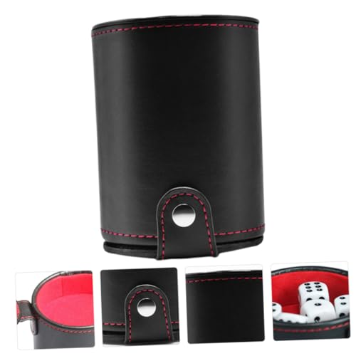 PU Leather Dice Shaker Cup with Quiet Felt Lining Double-Layer Dice Storage Compartment Lightweight Portable for Table and Board Games